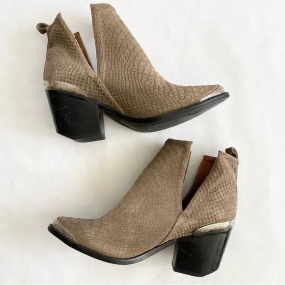 Jeffrey Campbell Cromwell Suede Bootie in Taupe Snakeskin - Picture 3 of 7